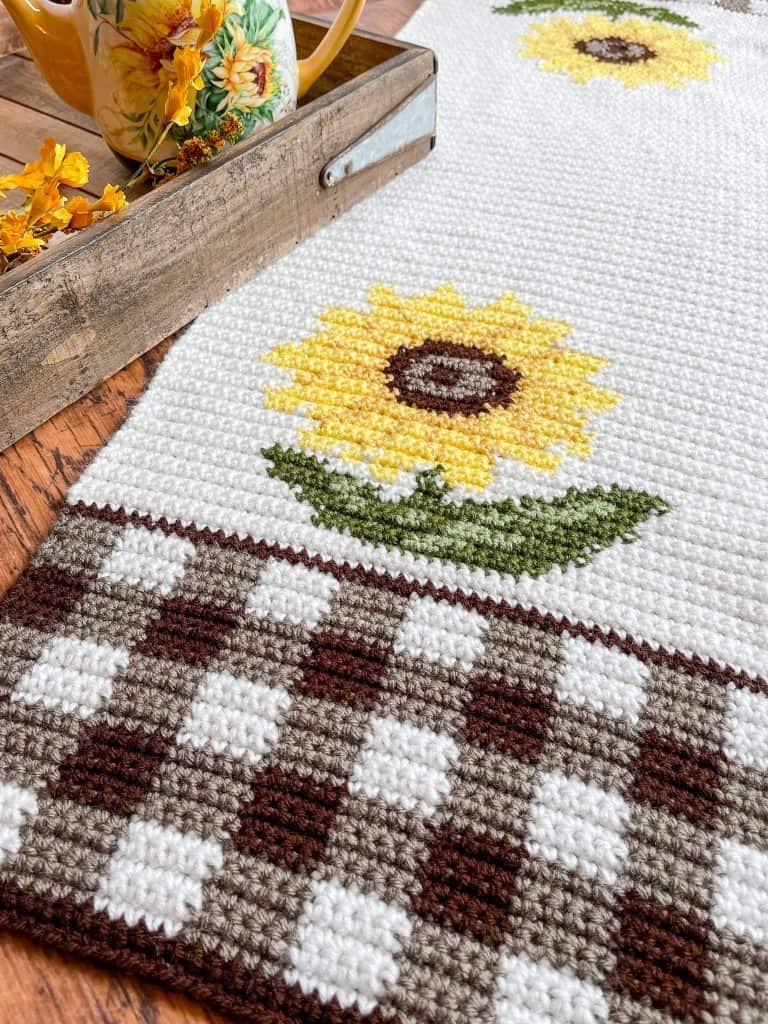 Sunflower Crochet Pattern Free Table Runner Crochet Pattern throughout Free Printable Crochet Table Runner Patterns