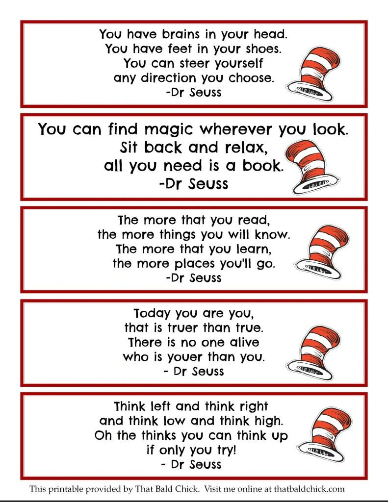 Super Fun Dr. Seuss Printables + #Free #Printable Bookmarks! in Free Dr Seuss Printable Quotes