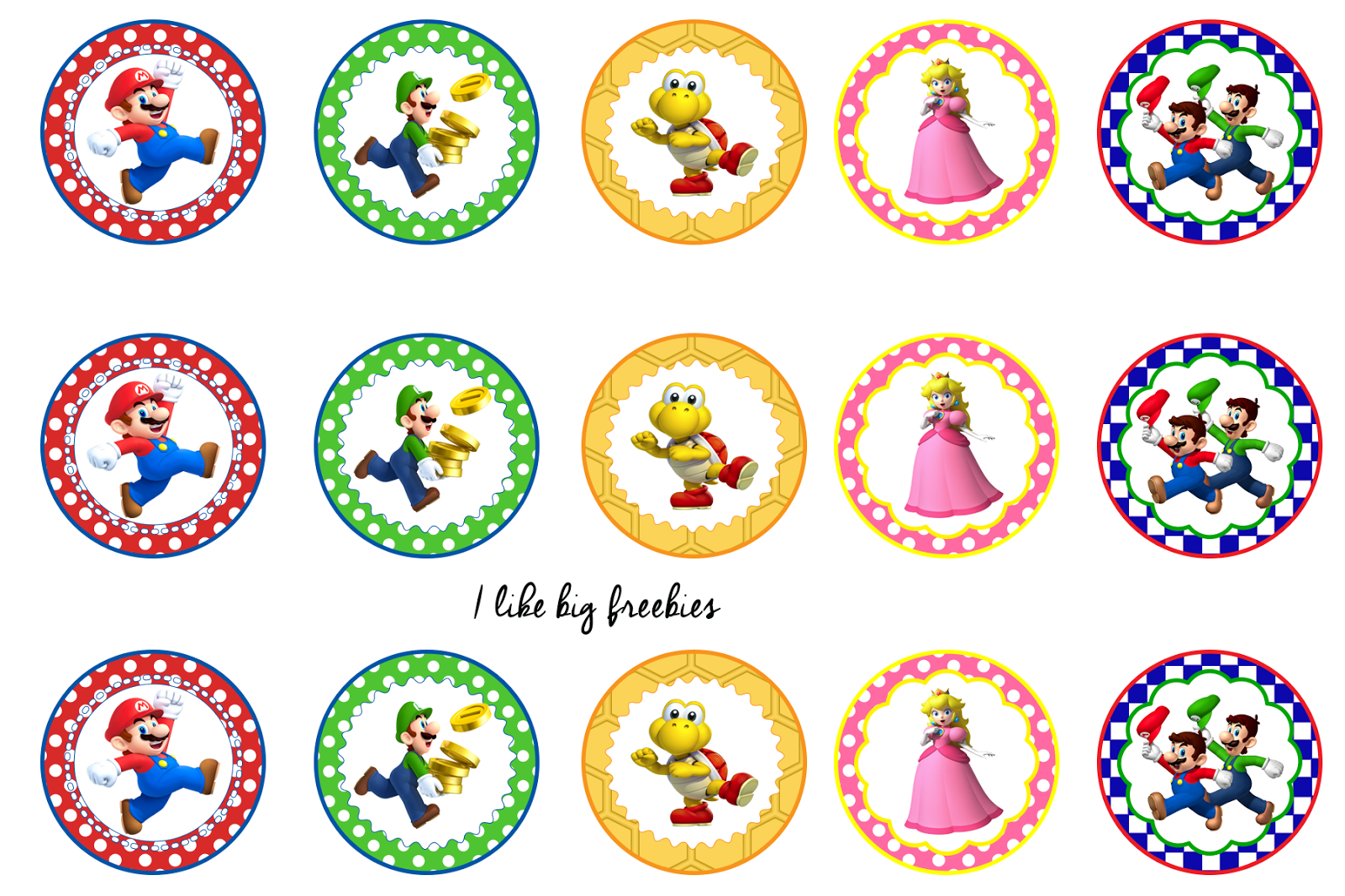 Super Mario Bros. Bottlecap Images (Free) in Super Mario Cupcake Toppers Free Printables