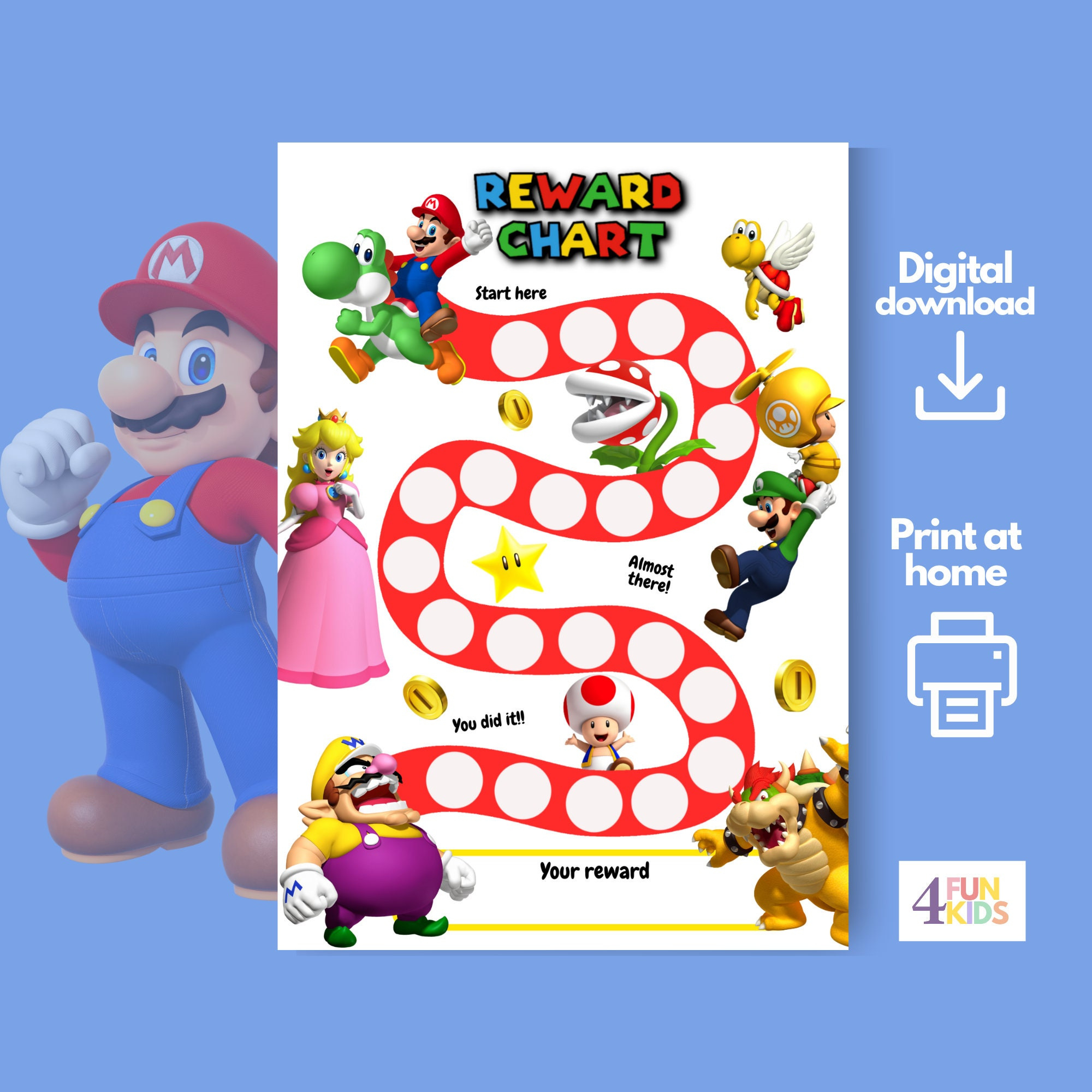 Super Mario Reward Chart | Printable Mario Behavior Chart | Daily throughout Free Printable Super Mario Reward Chart Printable