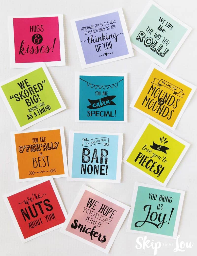 Super Sweet Care Package With Free Printable Gift Tags pertaining to Free Printable Candy Bar Sayings