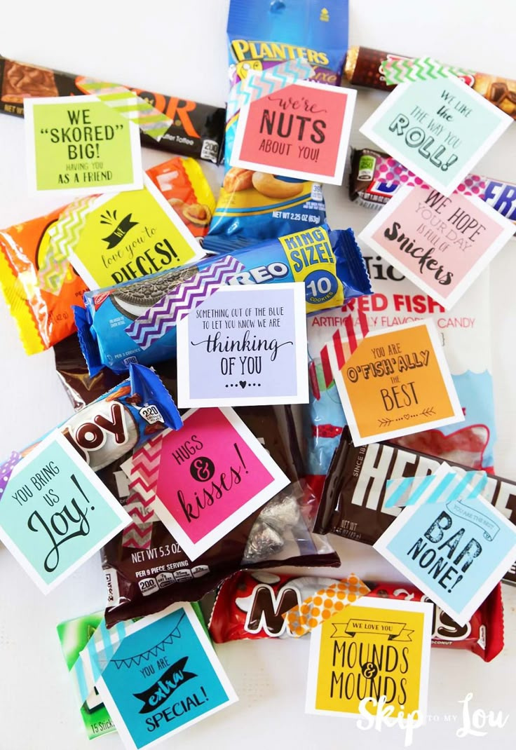 Super Sweet Care Package With Free Printable Gift Tags throughout Free Printable Candy Bar Sayings