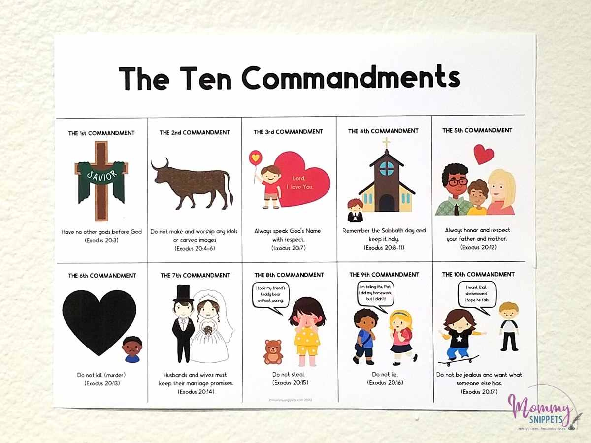 Ten Commandments For Kids- Simple 10 Commandments Printable in Free Printable 10 Commandments For Preschoolers