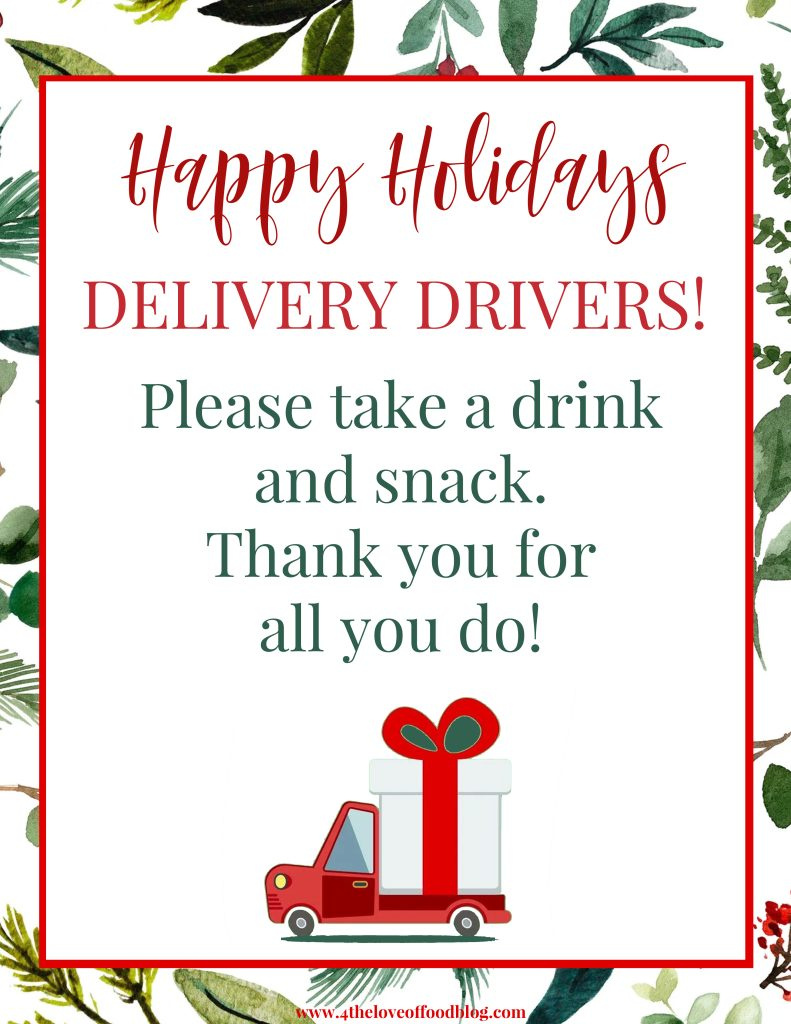 Thank You Delivery Drivers Snack Basket And Printable Sign - For regarding Thank You Note For Delivery Drivers Free Printable