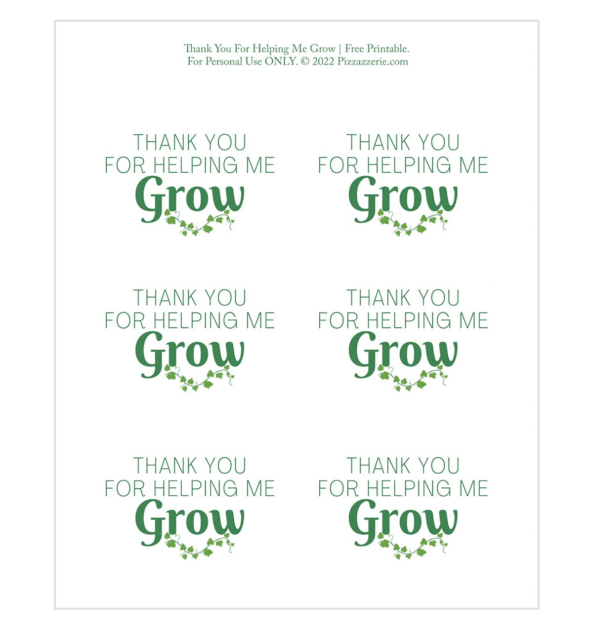 Thank You For Helping Me Grow (Teacher Gift, Free Printable regarding Thanks For Helping Me Grow Printable Free