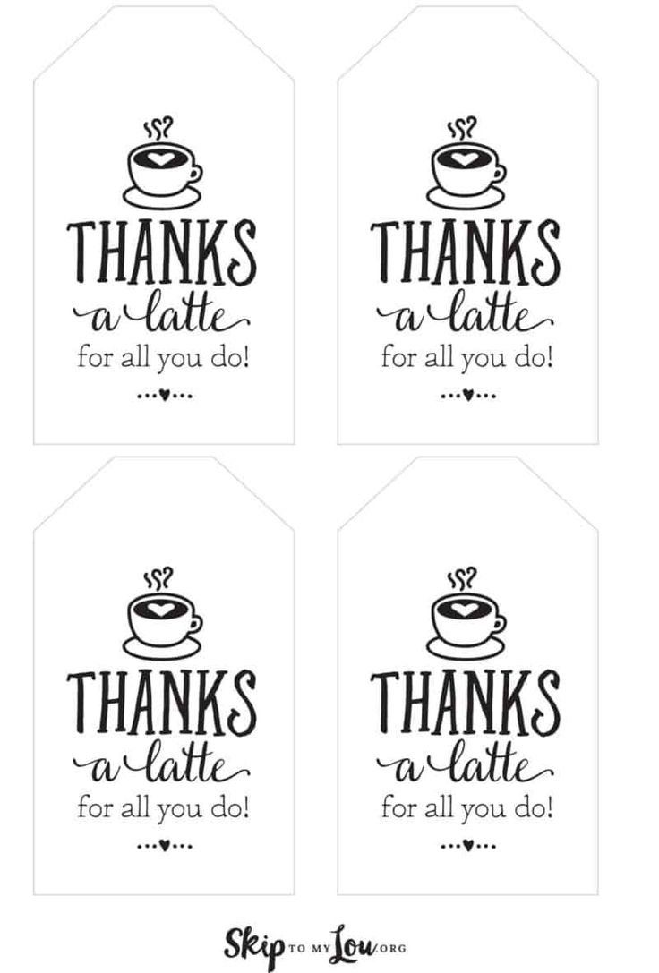 Thanks A Latte! Free Printable Gift Tags | Skip To My Lou for Thanks a Latte Printable Free