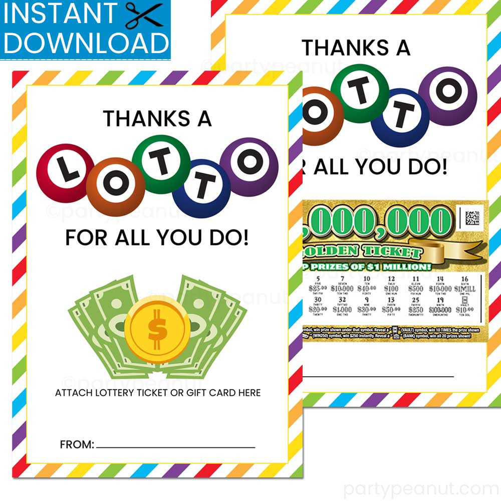 Thanks A Lotto Lottery Ticket Holder - Party Peanut pertaining to Thanks A Lotto For All You Do Free Printable