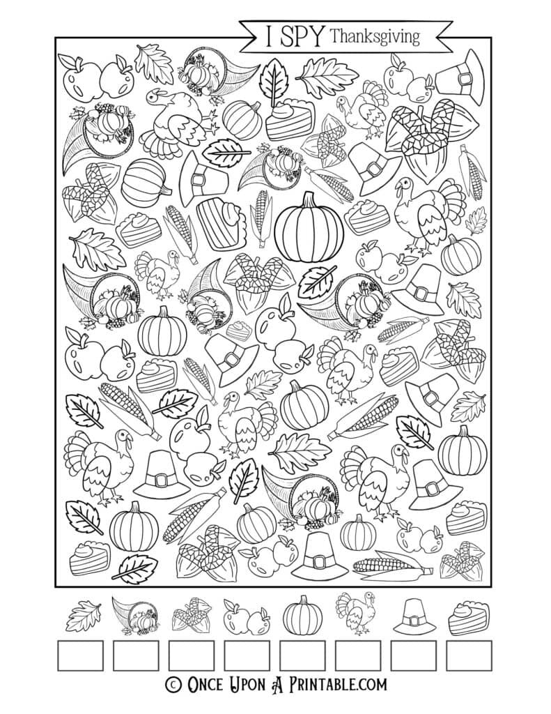 Thanksgiving I Spy Free Printable Activity For Kids - Once Upon A regarding Thanksgiving I Spy Free Printable