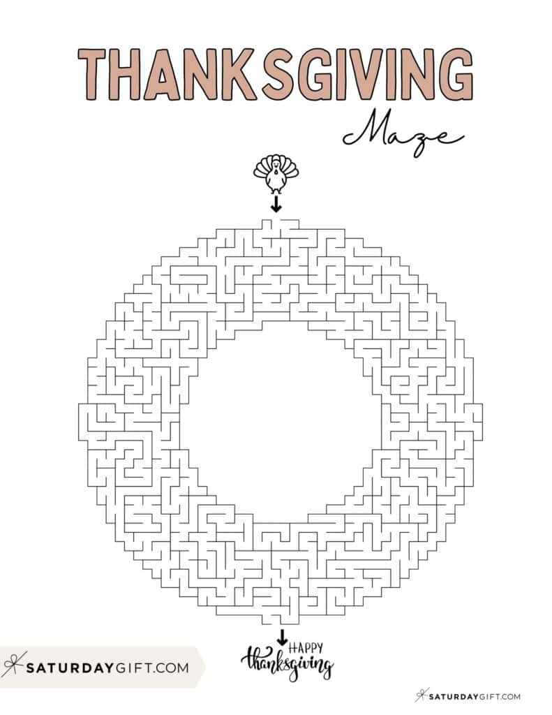 Thanksgiving Maze Printable - Cute &amp;amp; Free Templates | Saturdaygift with Free Printable Thanksgiving Mazes