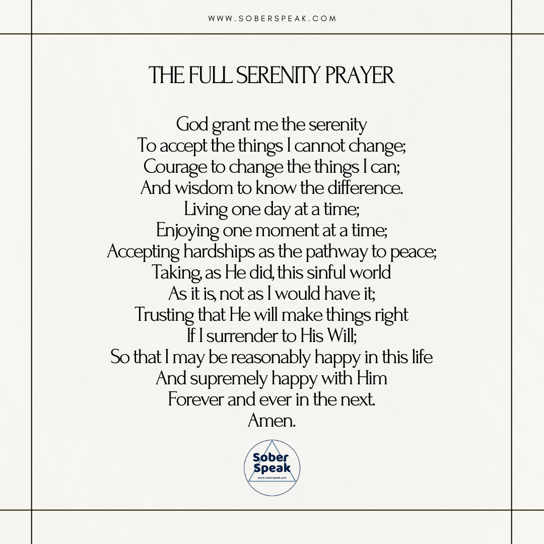 The Full Version Of The Serenity Prayer (Long Version) | Sober Speak regarding Free Printable Serenity Prayer Long Version