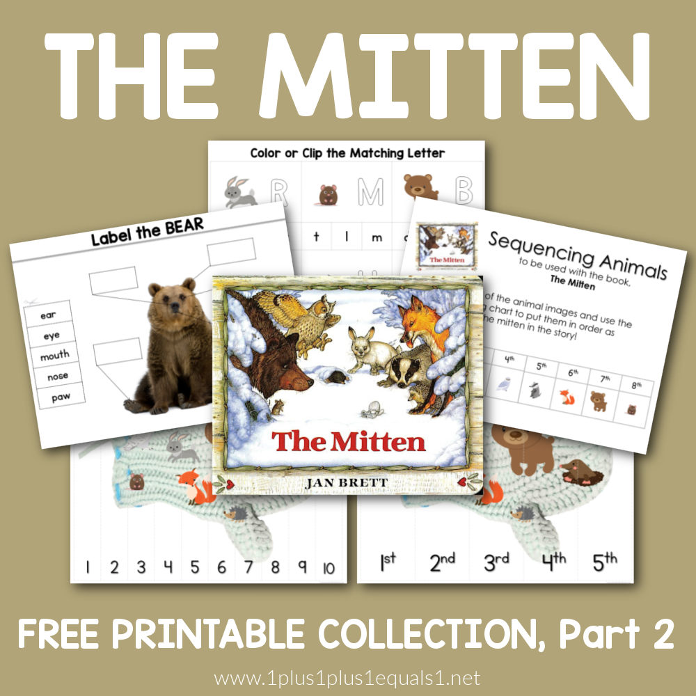 The Mitten - Free Printable Collection - 1+1+1=1 intended for Free The Mitten Printables