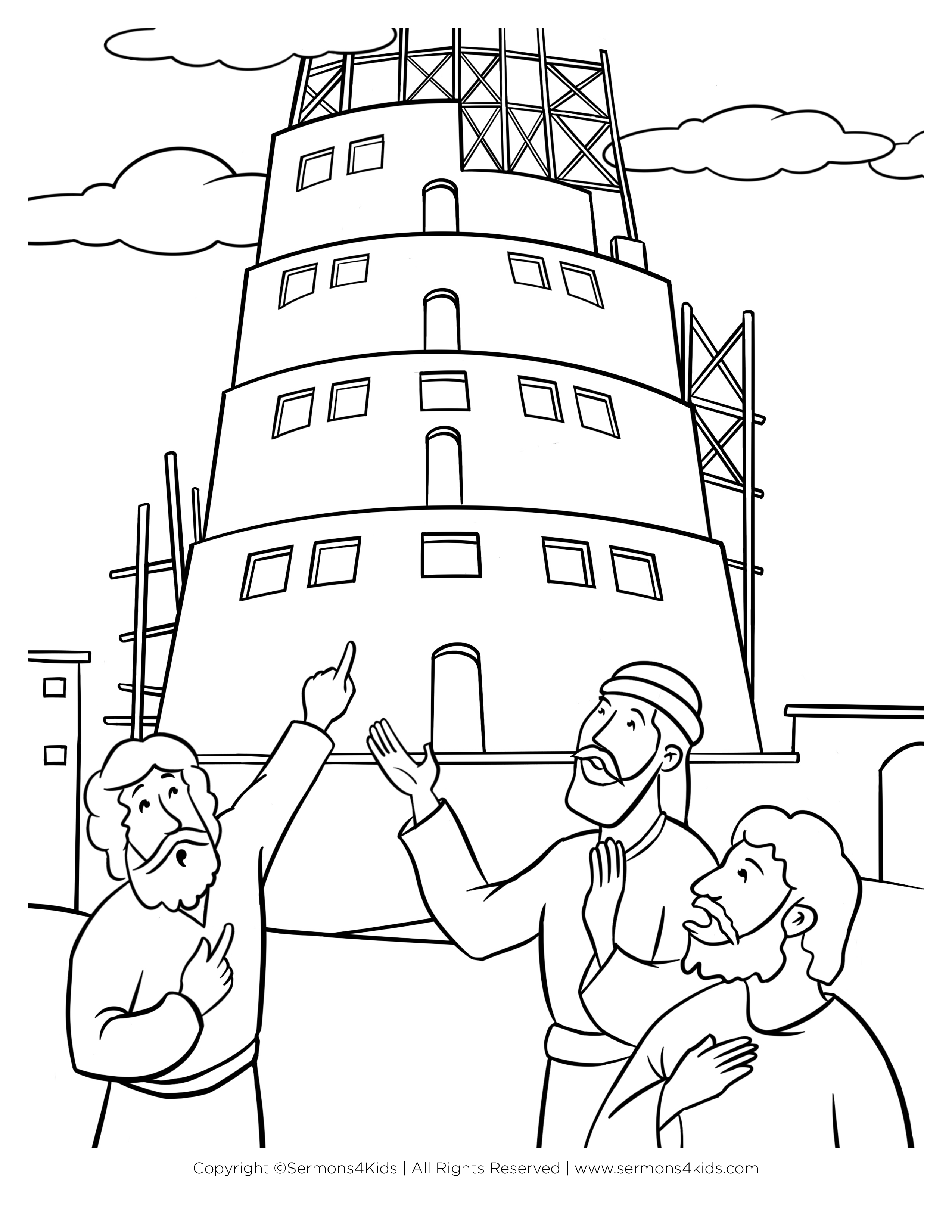 The Tower Of Babel | Children&amp;#039;S Bible Coloring Page From within Free Printable Tower of Babel Activities