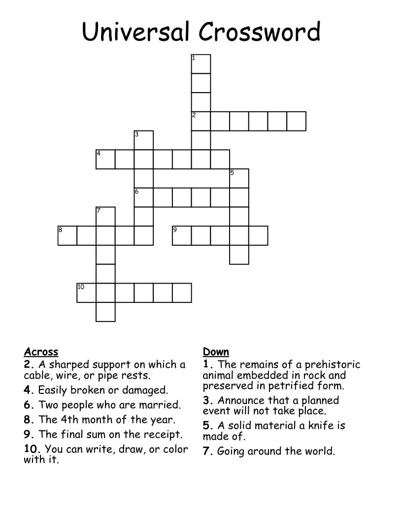 Universal Crossword - Wordmint in Printable Universal Crossword