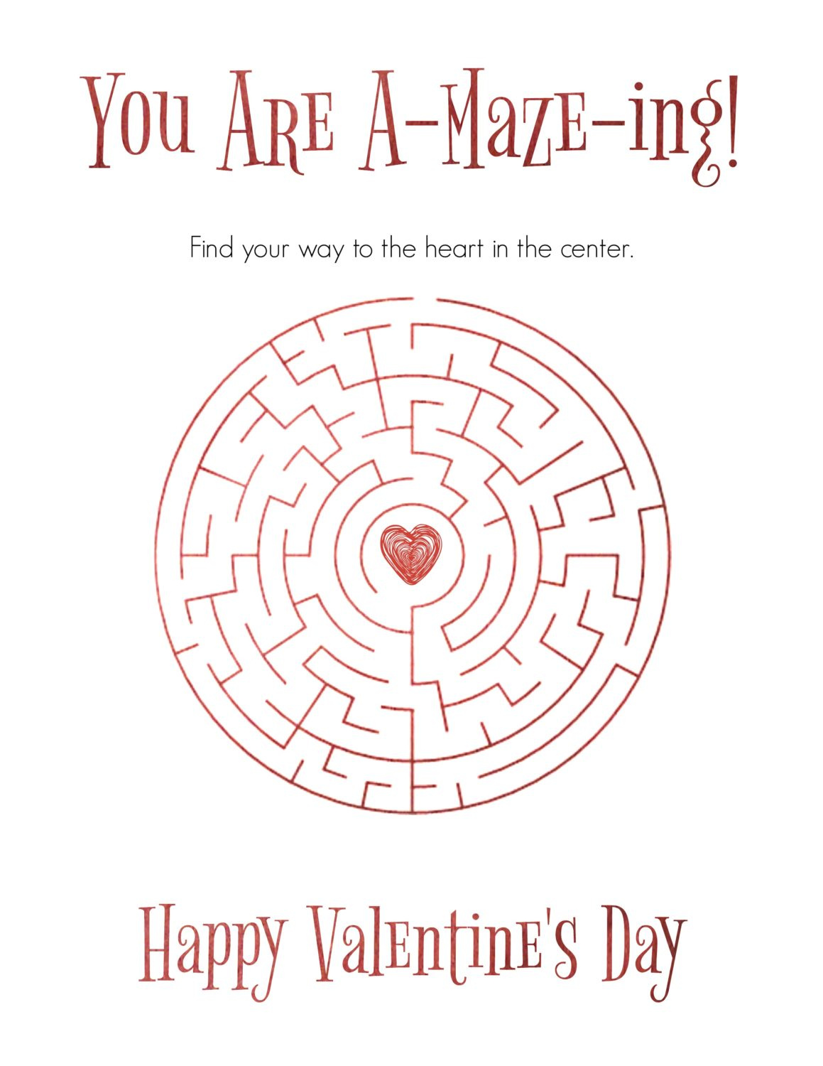 Valentine Maze Printable - Printable Bliss For Everyone inside Valentine&amp;amp;#039;s Day Maze Free Printable