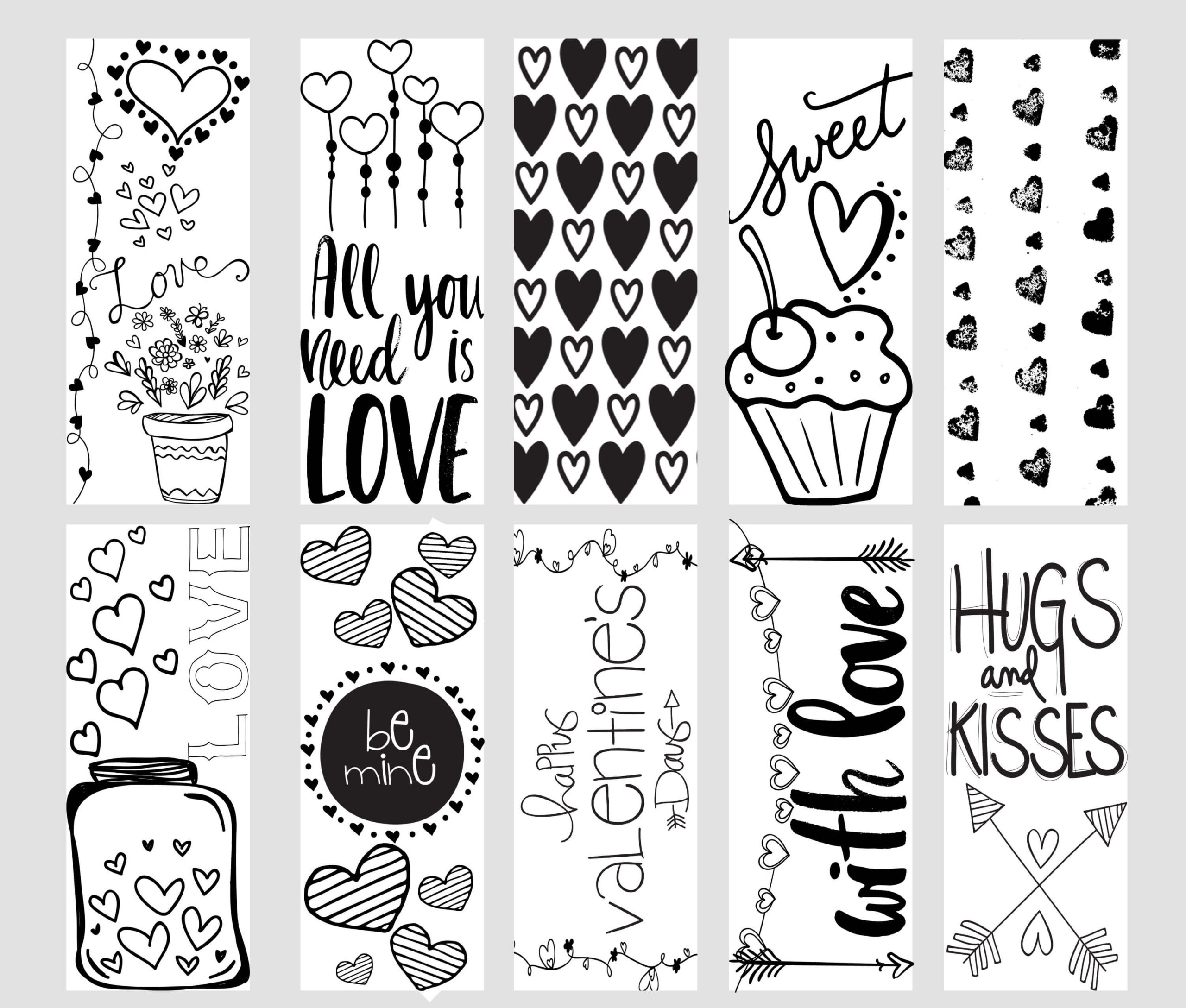 Valentine Printable Coloring Page Bookmarks - Yummi Haus inside Free Valentine Bookmark Printables