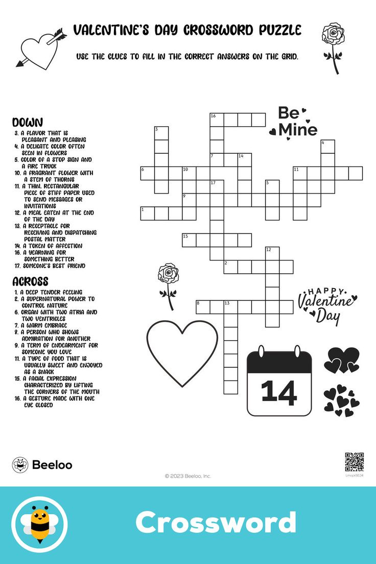 Valentine&amp;#039;S Day Crossword Puzzle regarding Valentine&amp;amp;#039;s Day Crossword Printable