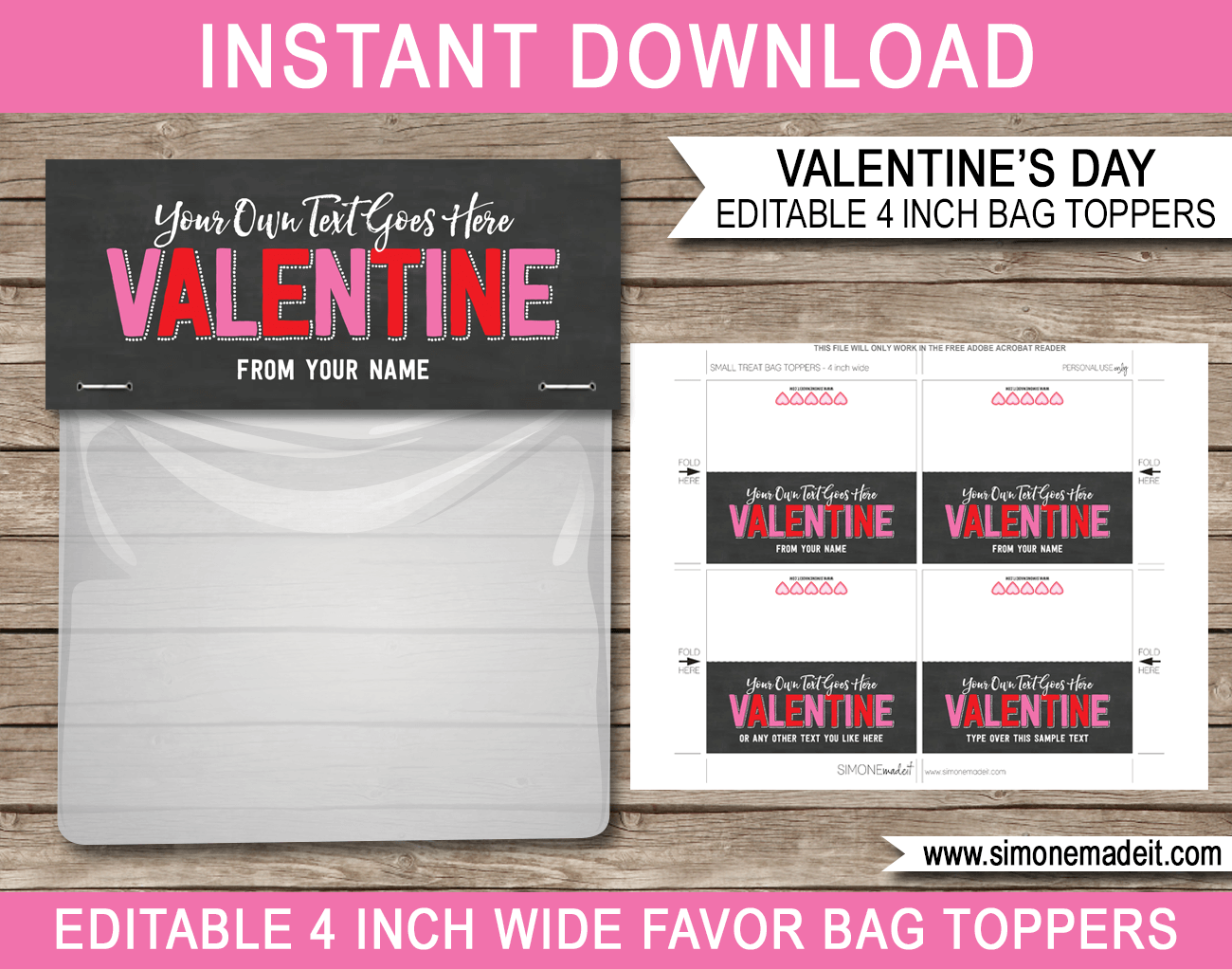 Valentine&amp;#039;S Day Gift Bag Toppers Template within Valentine Bag Topper Free Printable