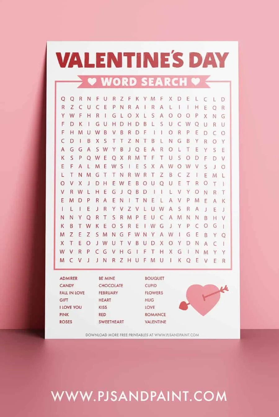 Valentine&amp;#039;S Day Word Search - Free Printable - Pjs And Paint within Free Printable Valentine&amp;#039;S Day Word Search