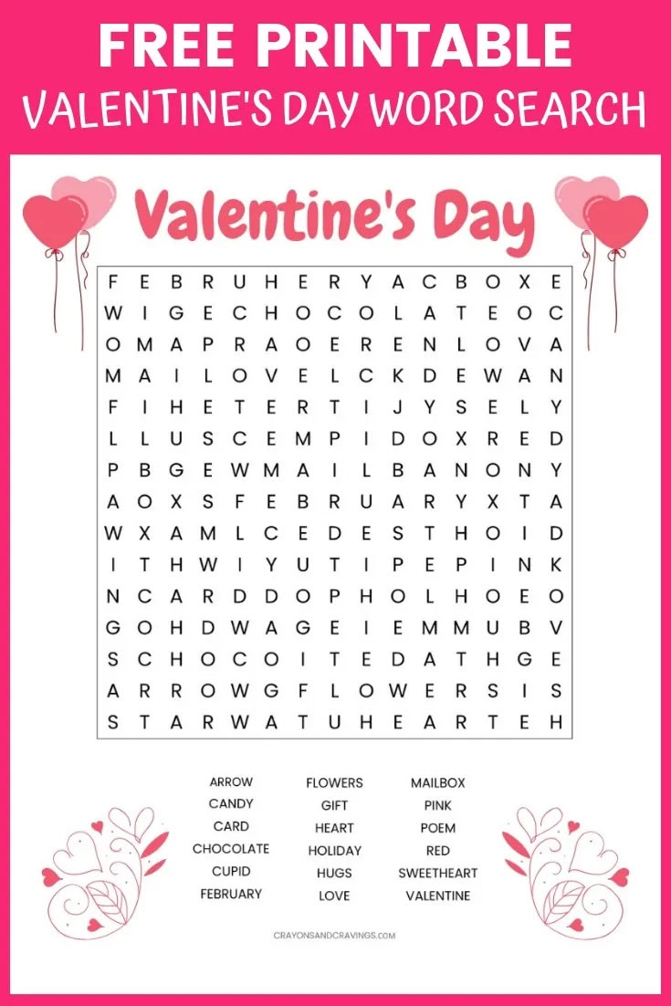 Valentine&amp;#039;S Day Word Search Printable Worksheet within Valentine Word Search Printable Free