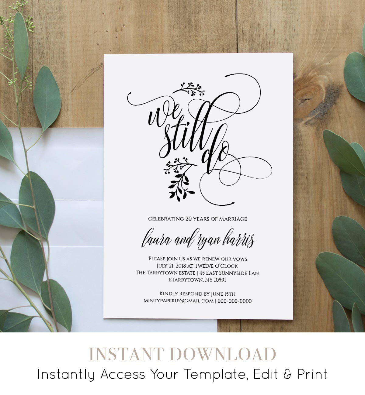 Vow Renewal Invitation Template, Printable, We Still Do, Instant regarding Free Printable Wedding Vow Renewal Invitations