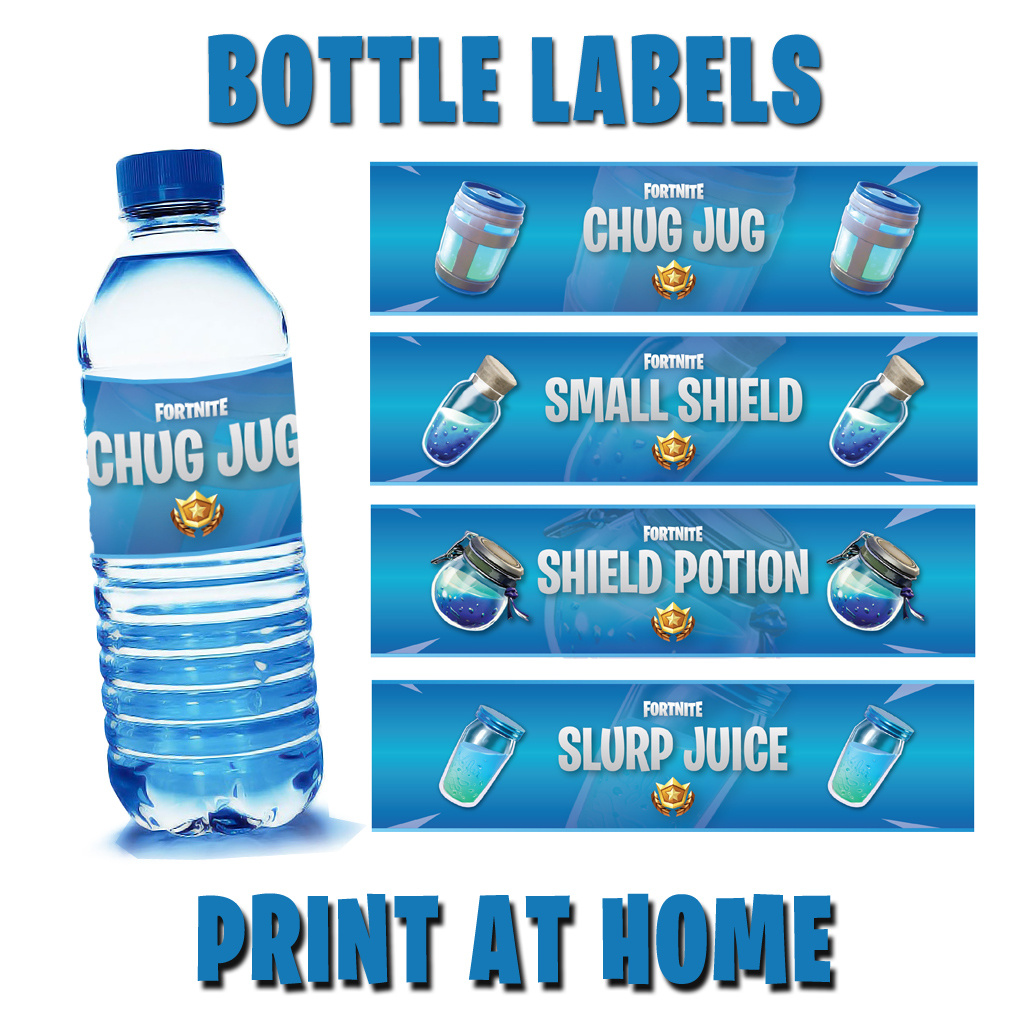 Water Bottle Label Wraps - 4 Designs with regard to Fortnite Chug Jug Printable Free Soda Can