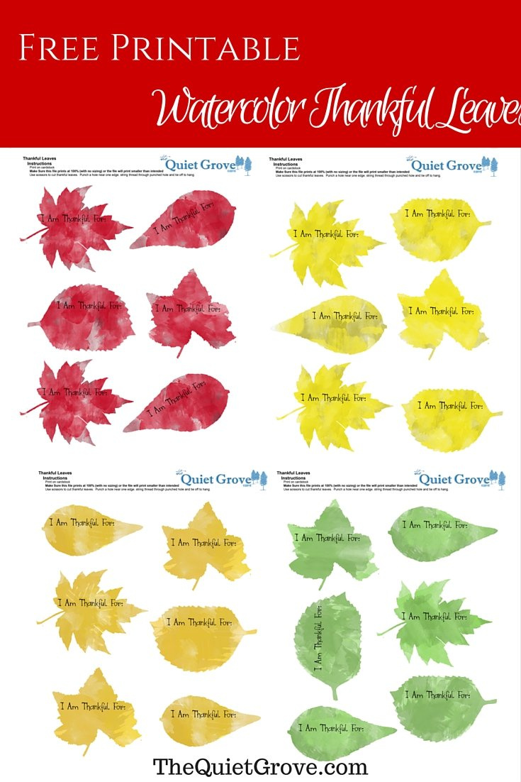 Watercolor Thankful Leaves Free Printable ⋆ The Quiet Grove with Thankful Leaves Free Printable