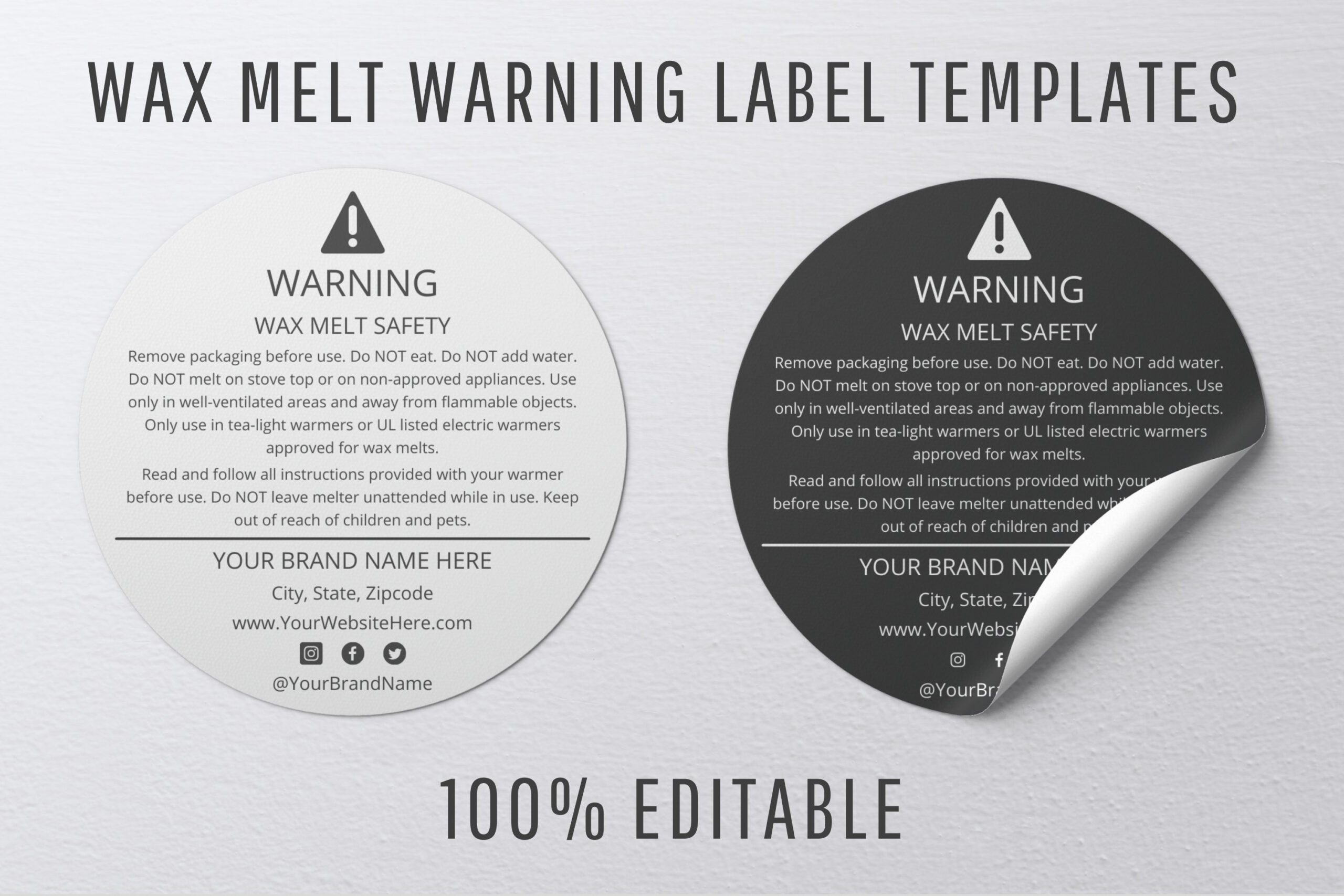 Wax Melt Warning Label Template - Two Variations, (1869630) within Free Printable Wax Melt Warning Labels