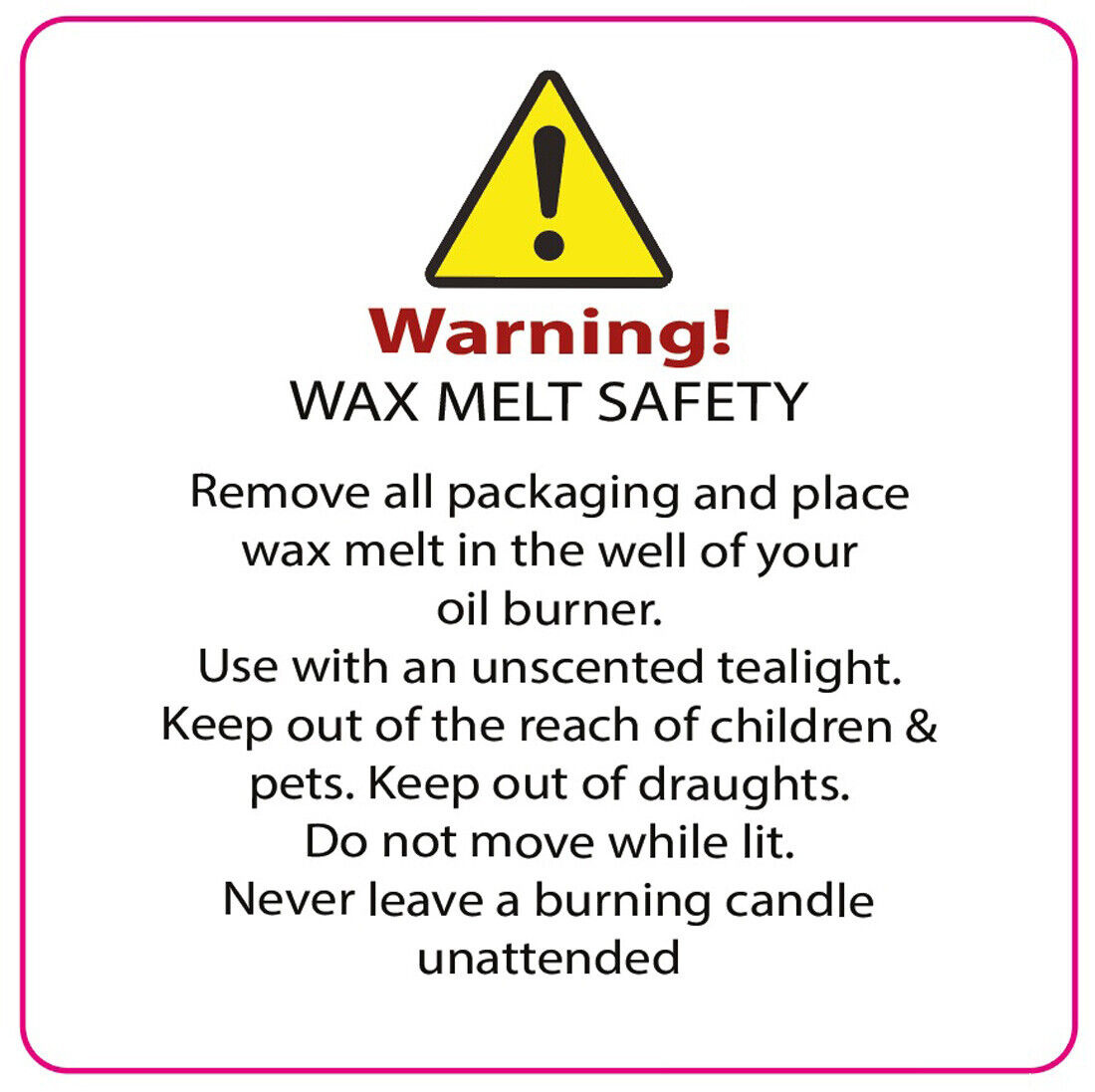 Wax Melt Warning Labels 37Mm Square X 105 regarding Free Printable Wax Melt Warning Labels