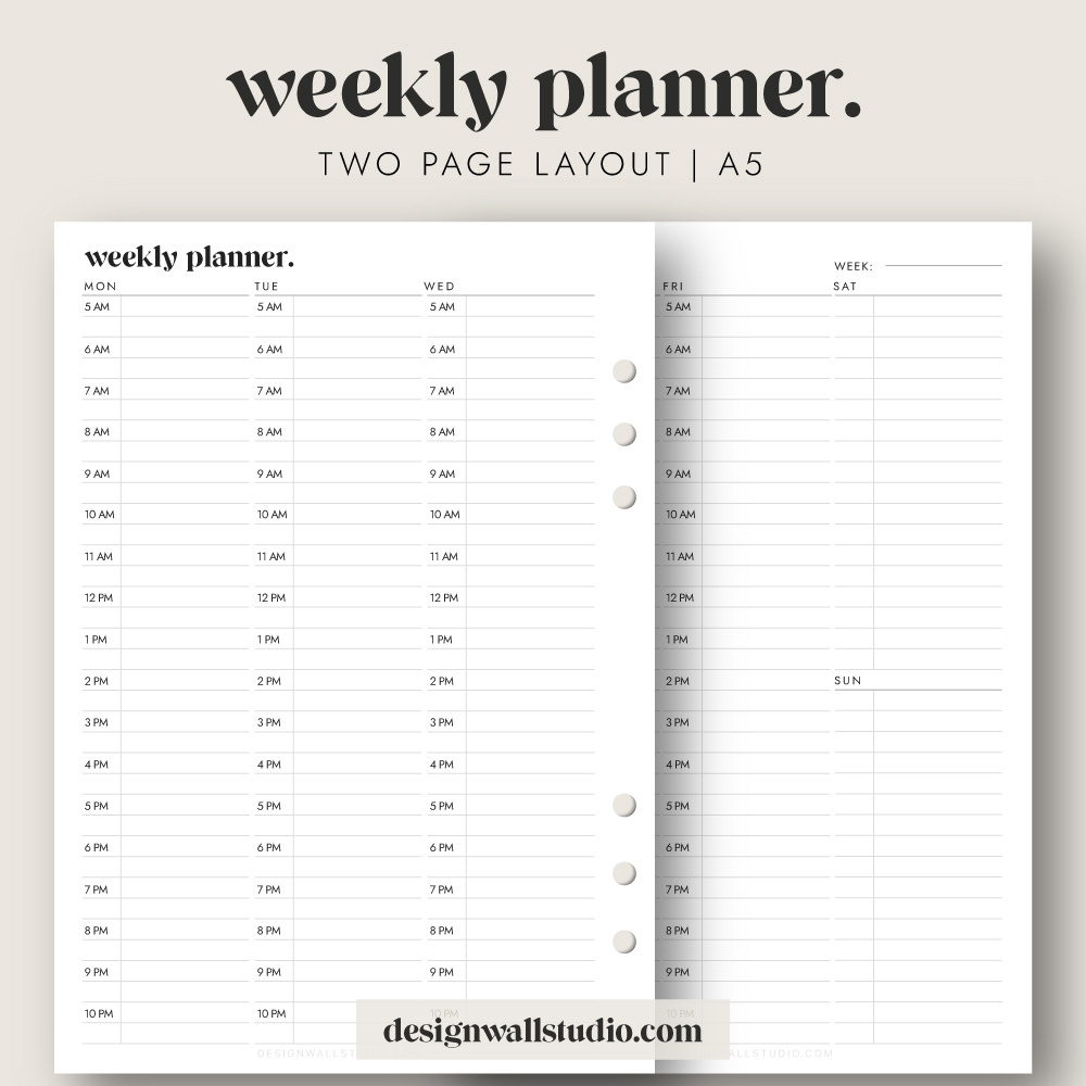 Weekly Planner Printable Insert (A5) – Free Download | Two Page Layout throughout A5 Planner Inserts Free Printables