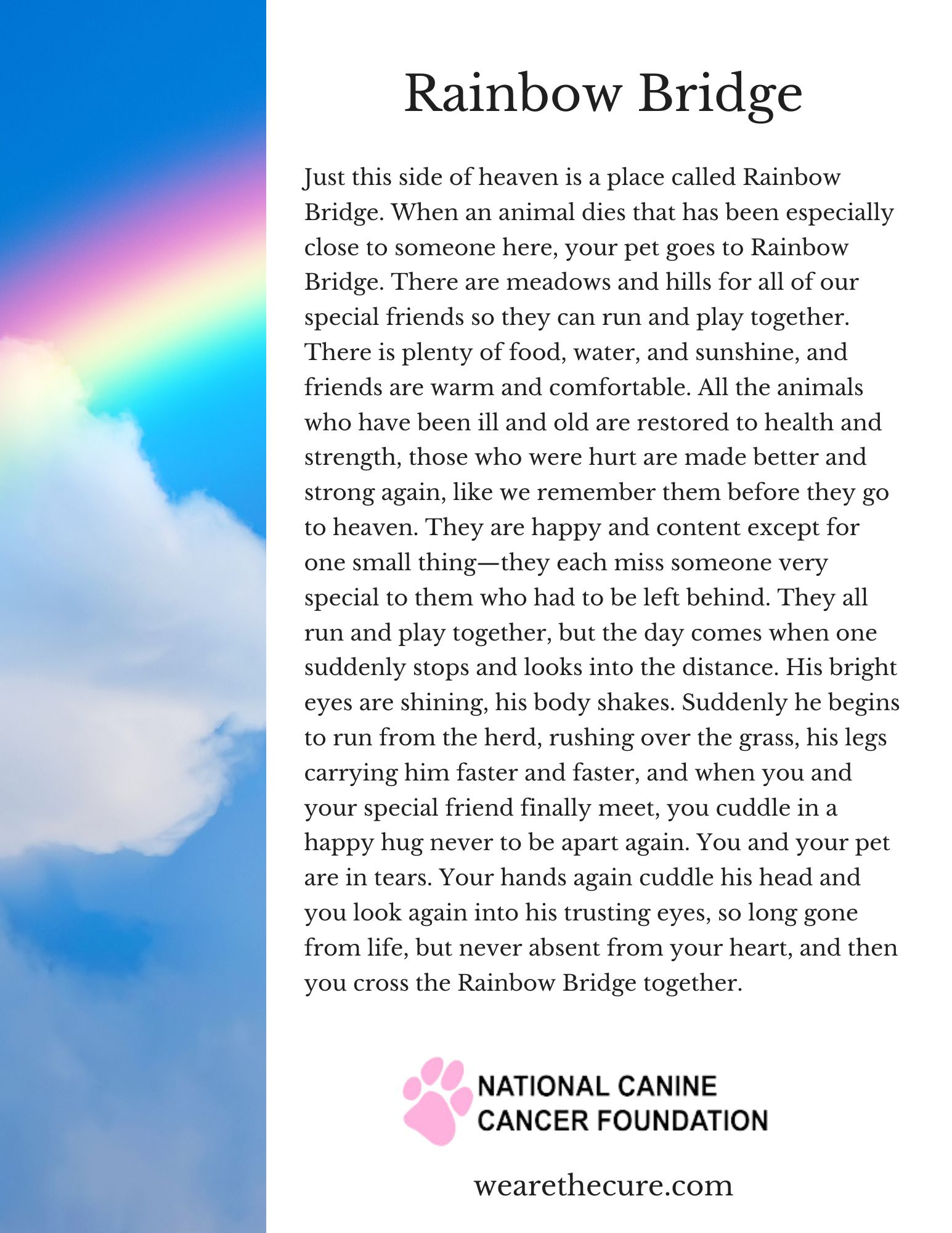 What The Rainbow Bridge Poem Gets Perfectly Right About Pet Loss intended for The Rainbow Bridge Poem Printable Free Download