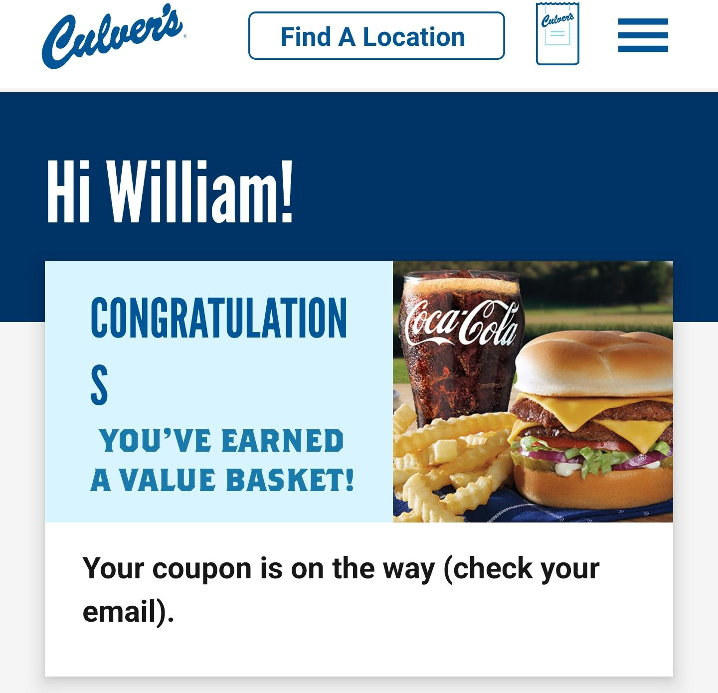 When Will I Get My Coupon? : R/Culvers inside Culver&amp;#039;S Free Value Basket Coupon Printable