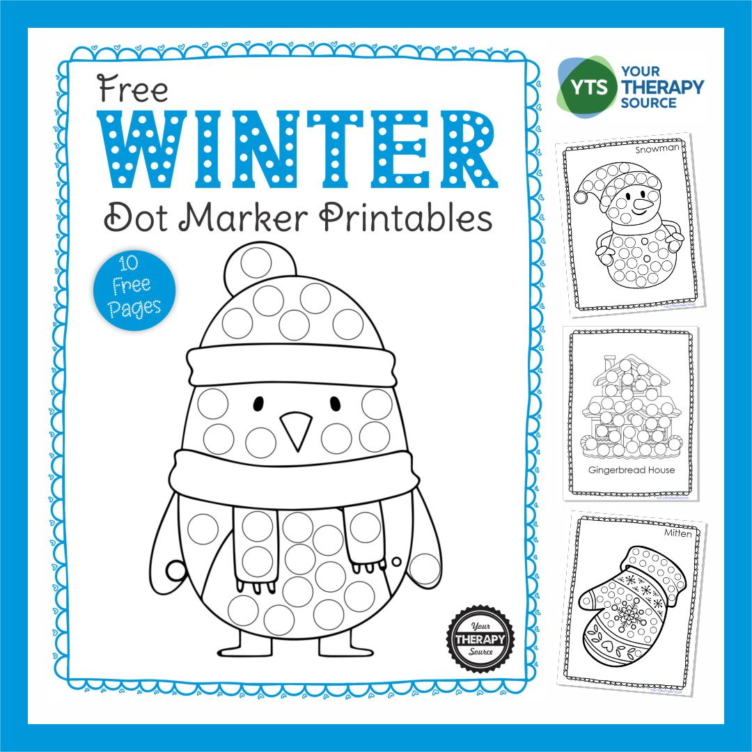 Winter Dot Art - Free Printable Packet - Your Therapy Source inside Dot Markers Free Printables