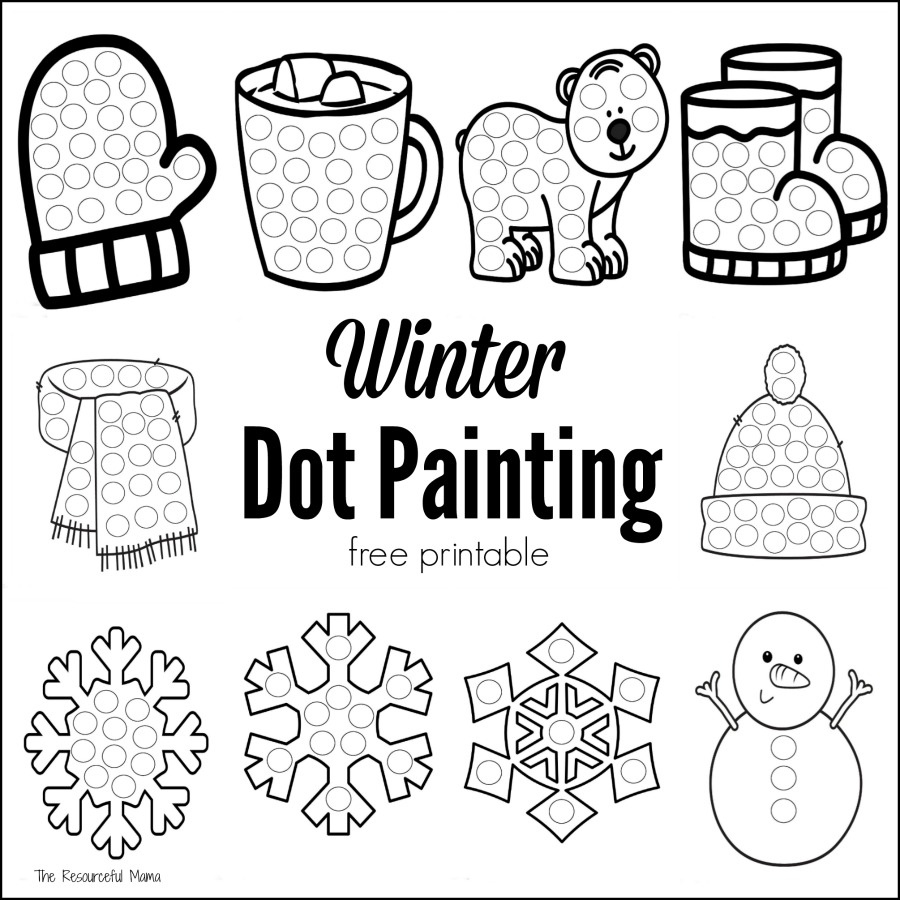 Winter Dot Painting {Free Printable} - The Resourceful Mama for Free Printable Dot Art