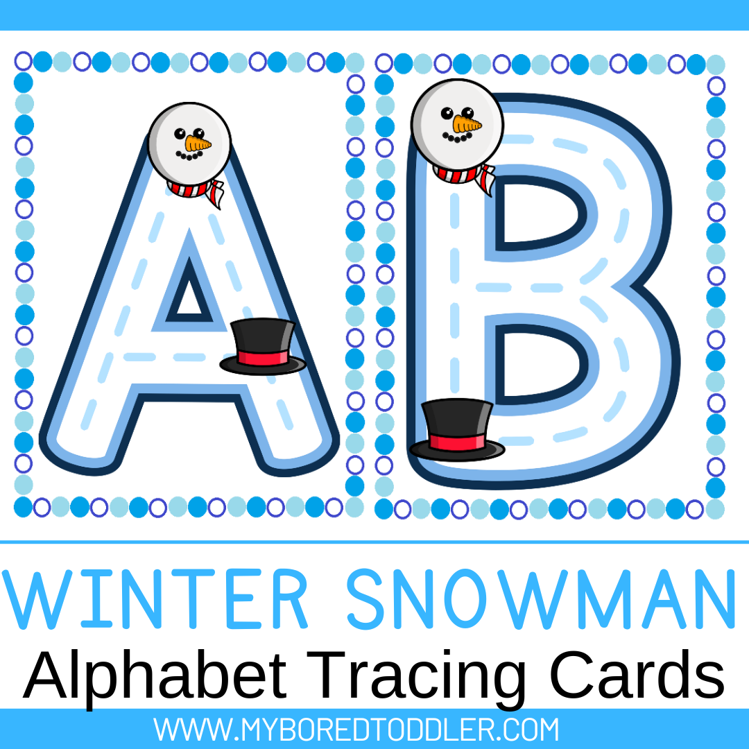 Winter-Snowman-Alphabet-Tracing-Cards-Uppercase-Toddler-Preschool inside Free Printable Winter Alphabet Letters