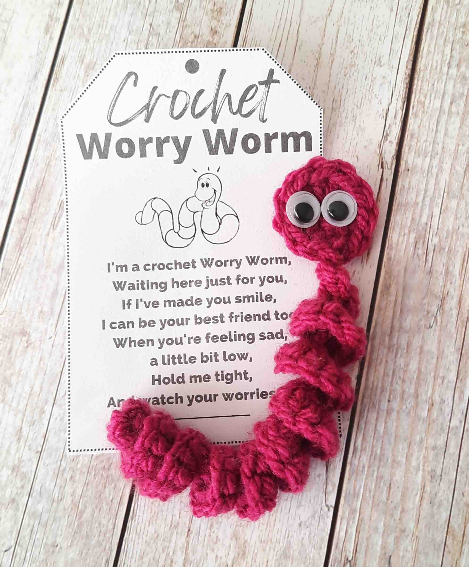 Worry Worm Crochet Pattern Pdf + Printable Poem Tags/Labels/Cards (2 In 1) with regard to Worry Worm Poem Free Printable