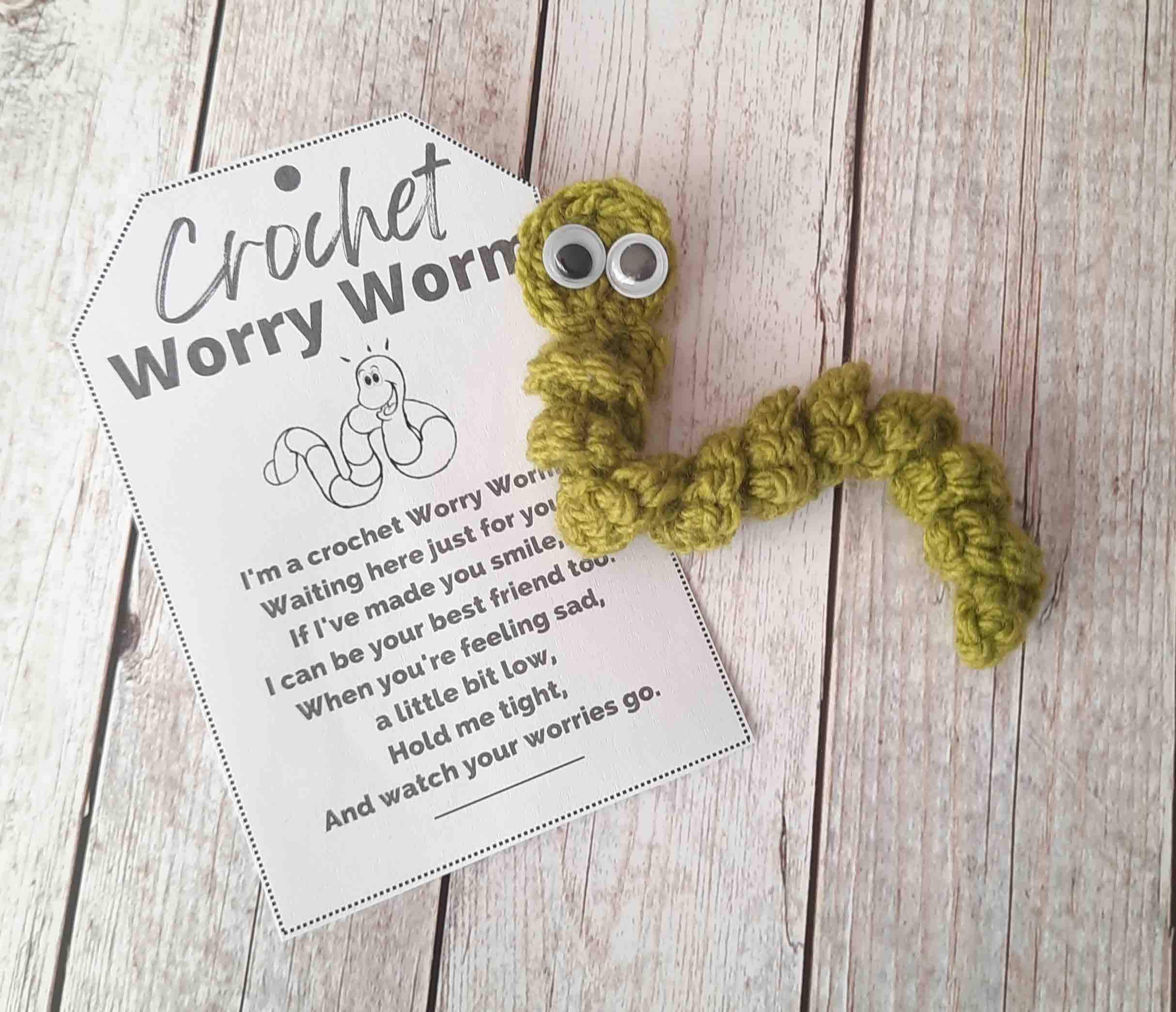 Worry Worm Crochet Pattern Pdf + Printable Poem Tags/Labels/Cards (Bundle) with Worry Worm Poem Free Printable