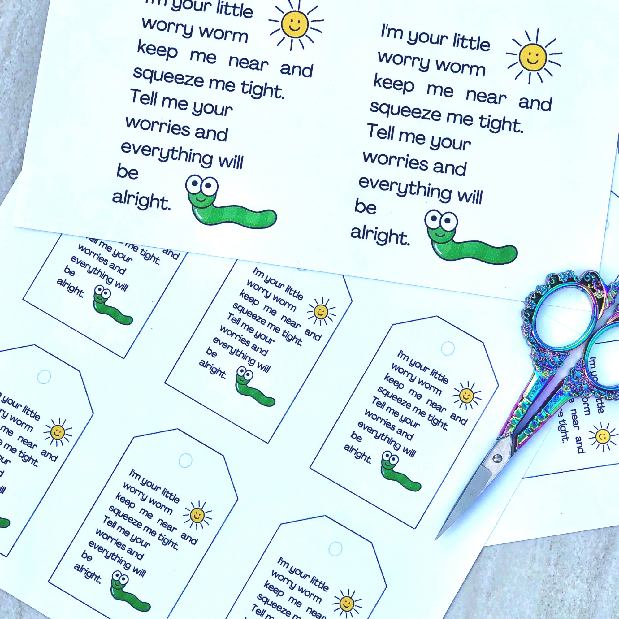 Worry Worm Postcards And Tags Jpeg - Loomahat with regard to Free Printable Worry Worm Tags