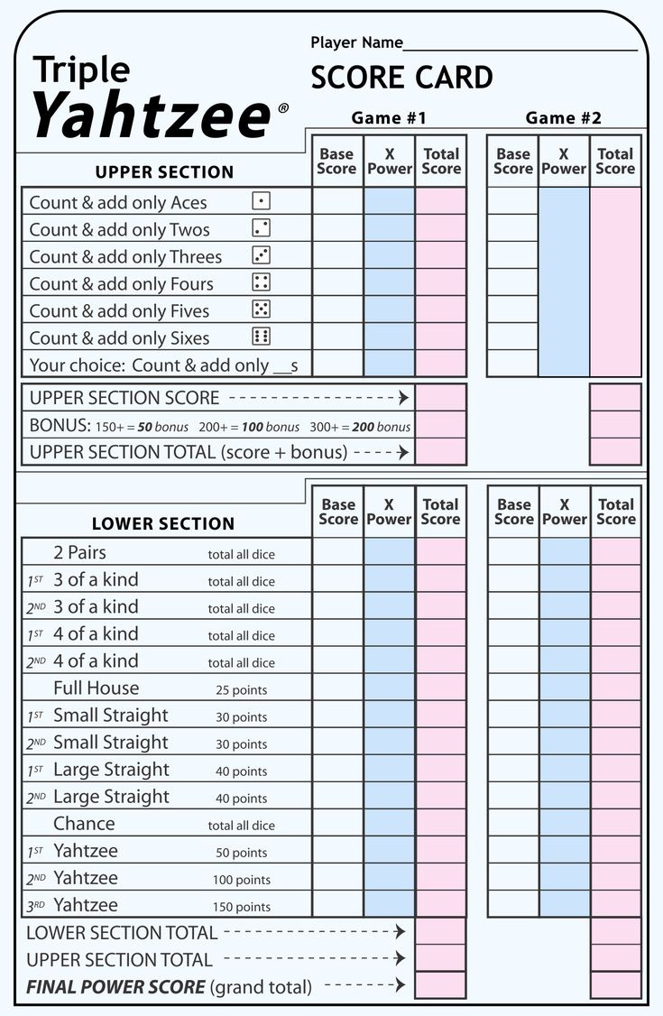 Yahtzee Score Sheets - 10 Free Pdf Printables | Printablee inside Triple Yahtzee Score Sheet Printable Free