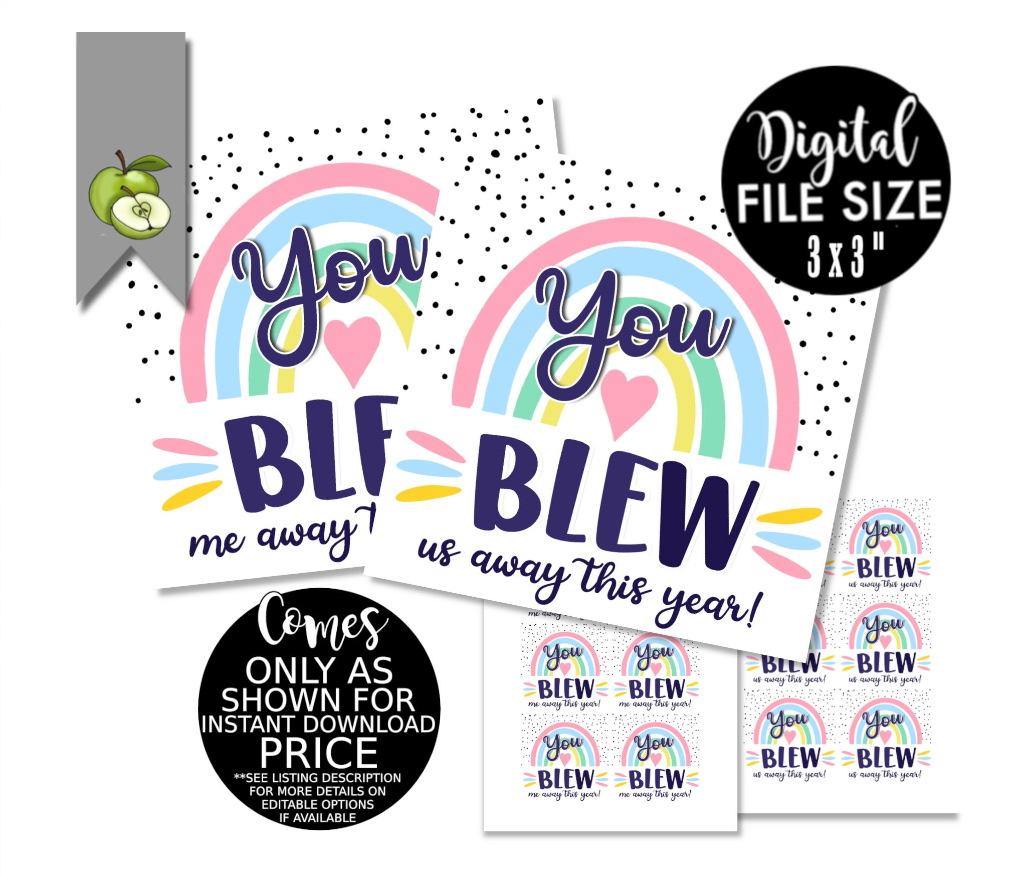 You Blew Me/Us Away Gift Tag, Printable Bubbles Gift Tag, Teacher throughout You Blew Me Away This Year Tags Free Printable