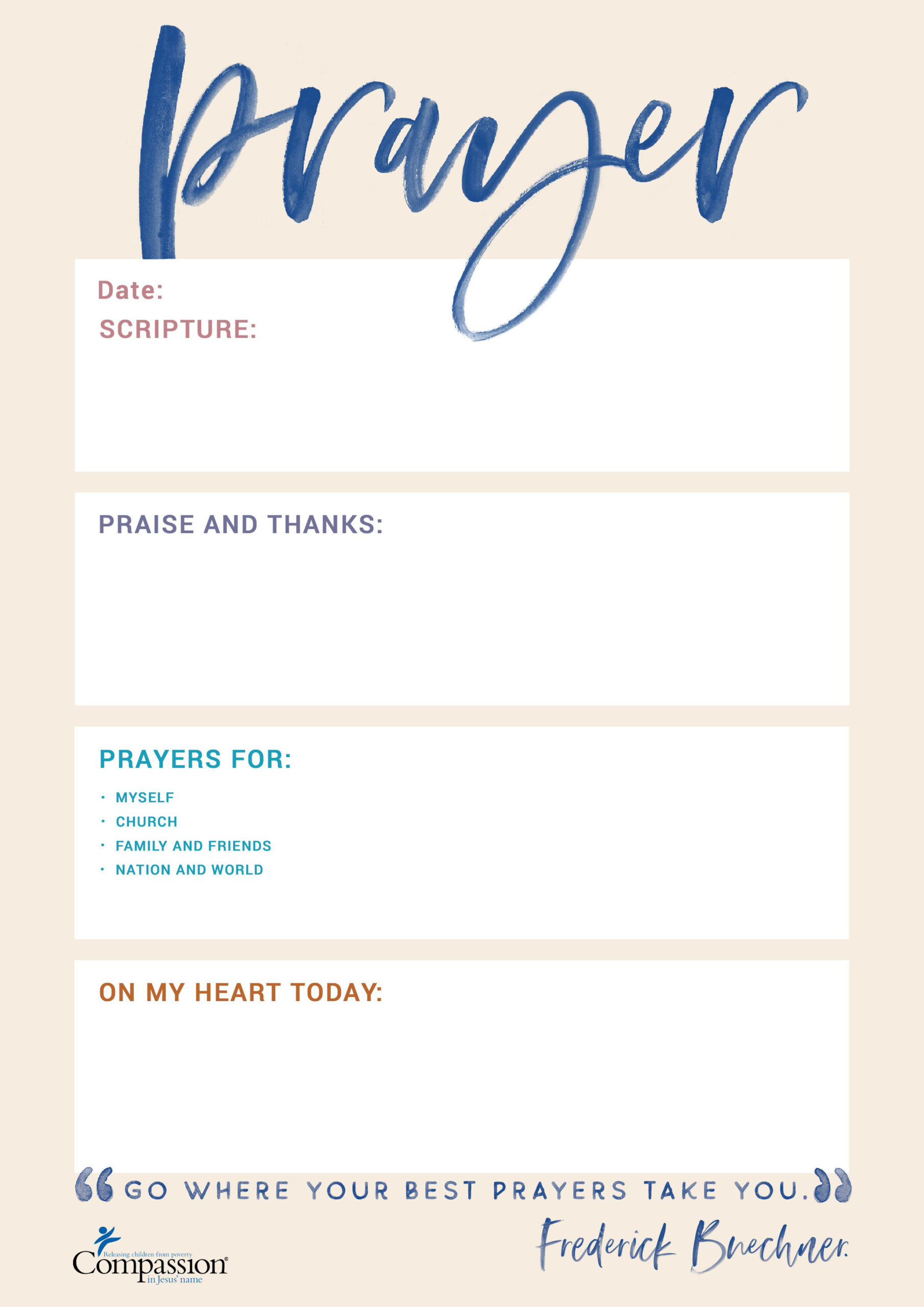 Your Free Prayer Journal Templates | Compassion Uk for Prayer Journal Printables Free