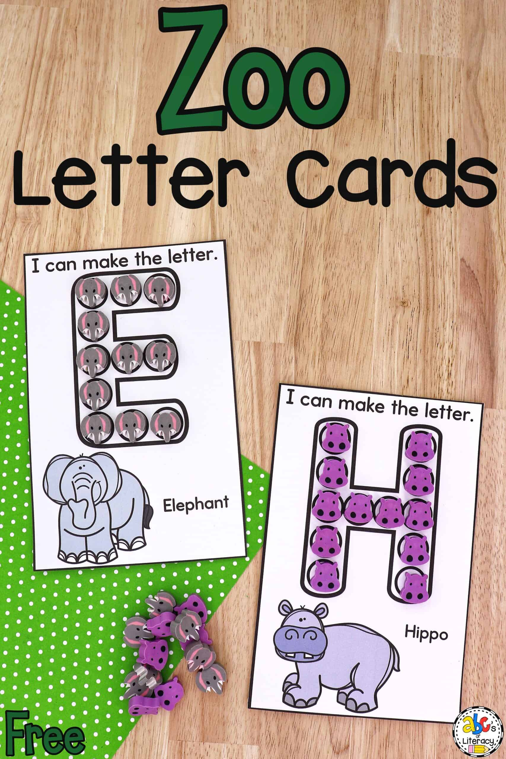 Zoo Letter Cards in Free Printable Zoo Phonics Alphabet