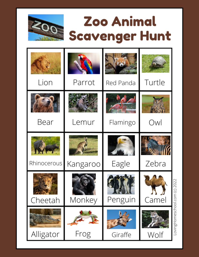 Zoo Scavenger Hunt - Lovinghomeschool pertaining to Free Zoo Scavenger Hunt Printable