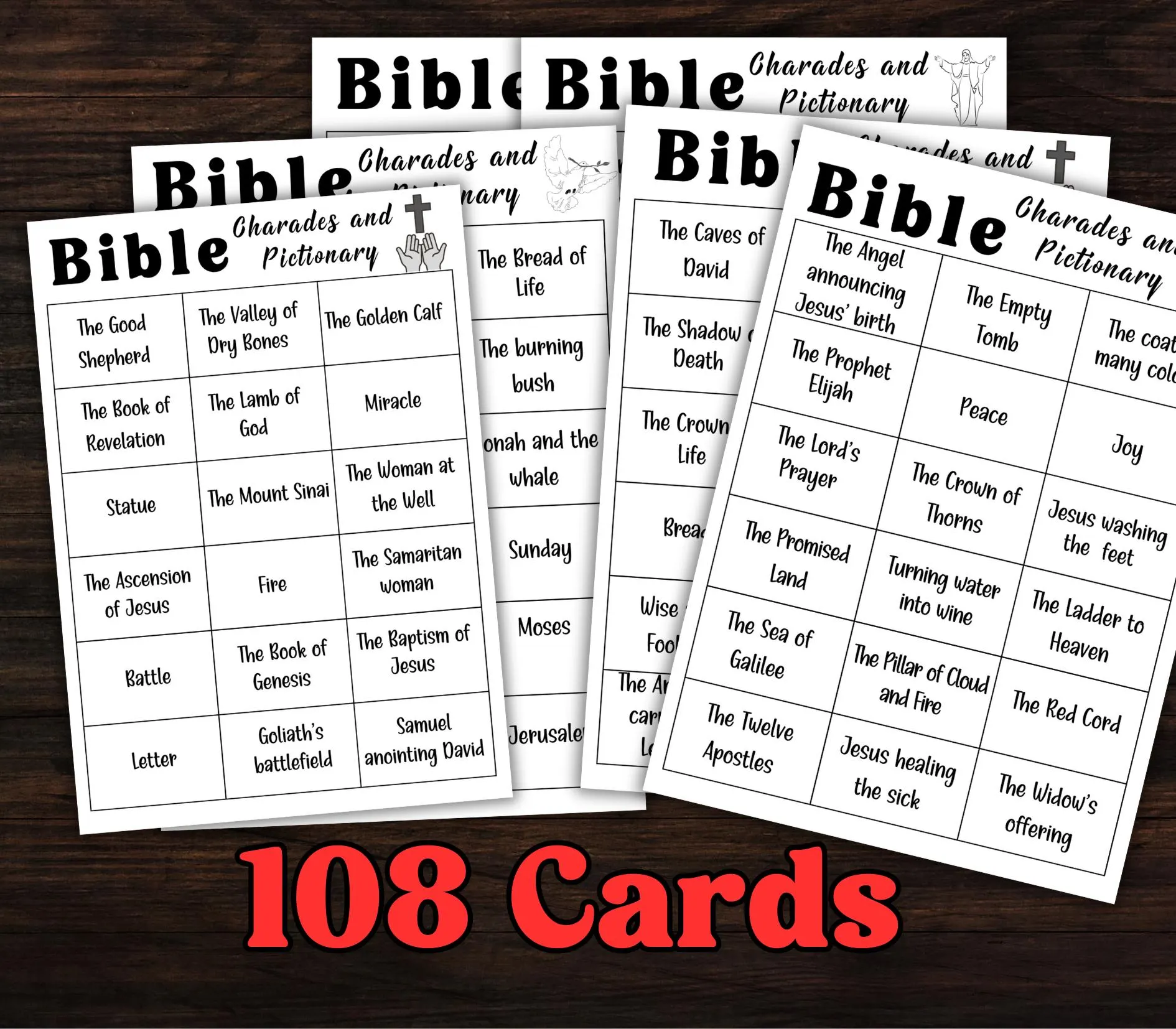 108 Printable Bible Charade Cards Bible