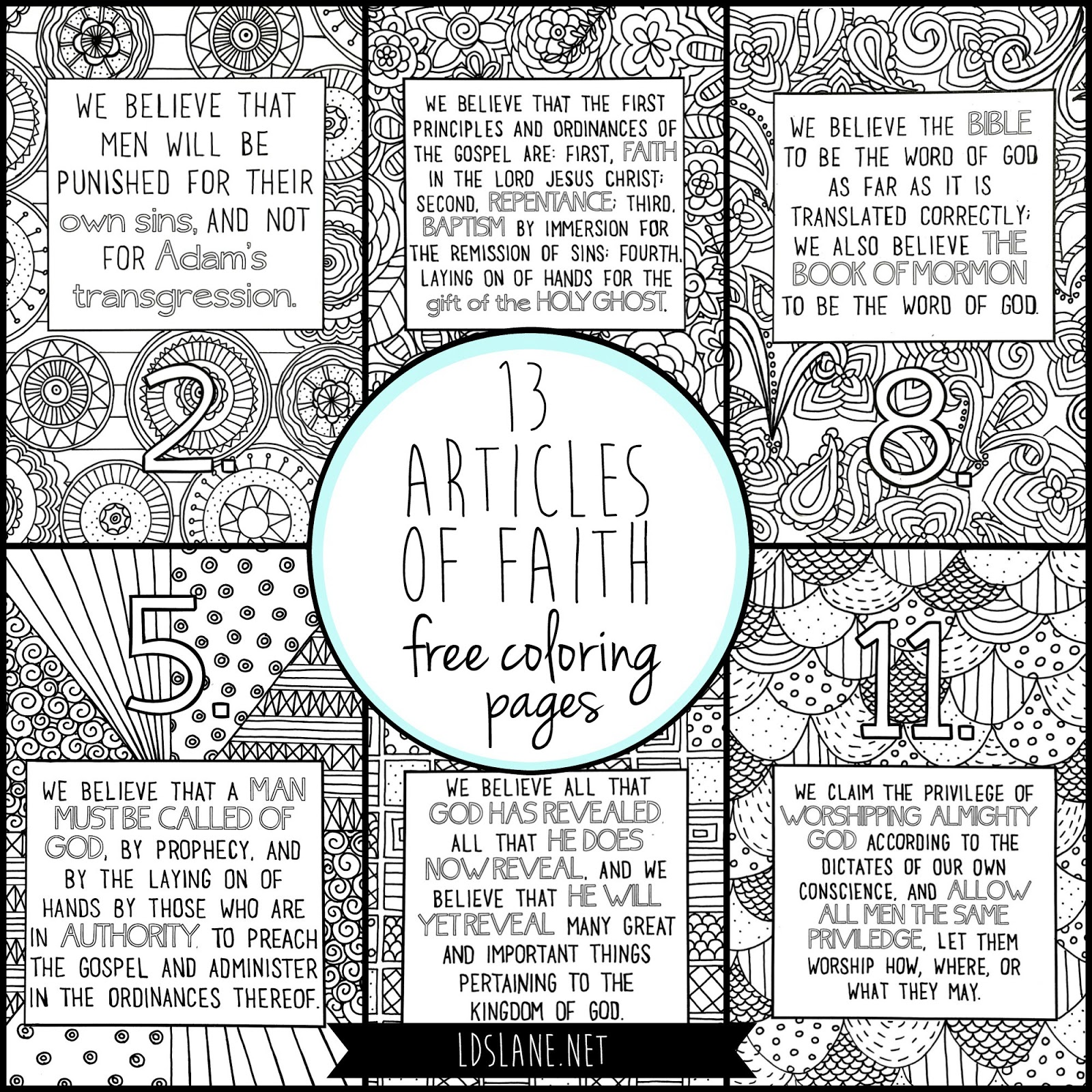 articles of faith printable free