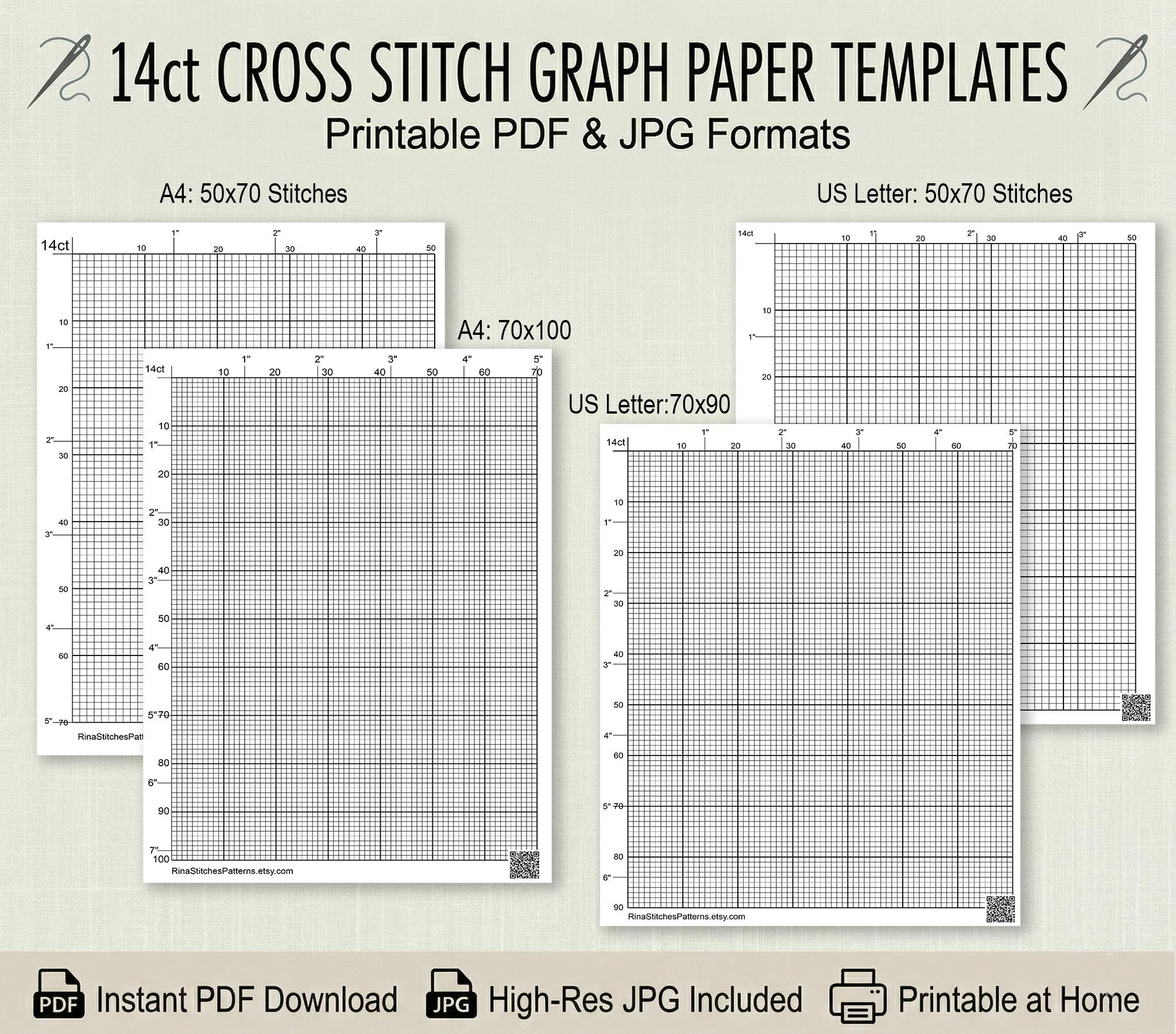14 Count Cross Stitch Graph Paper