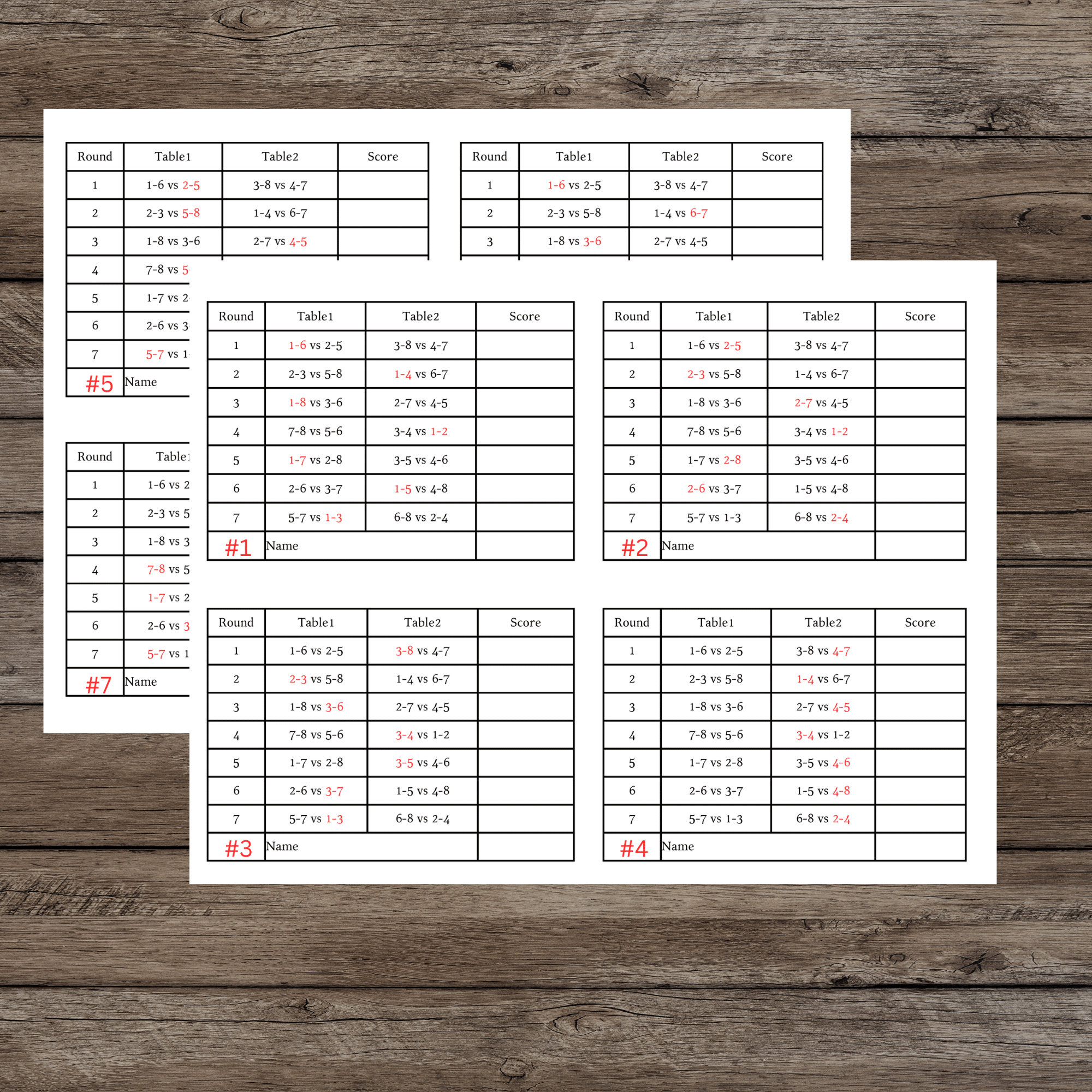 2 Tables Progressive Bridge Tally