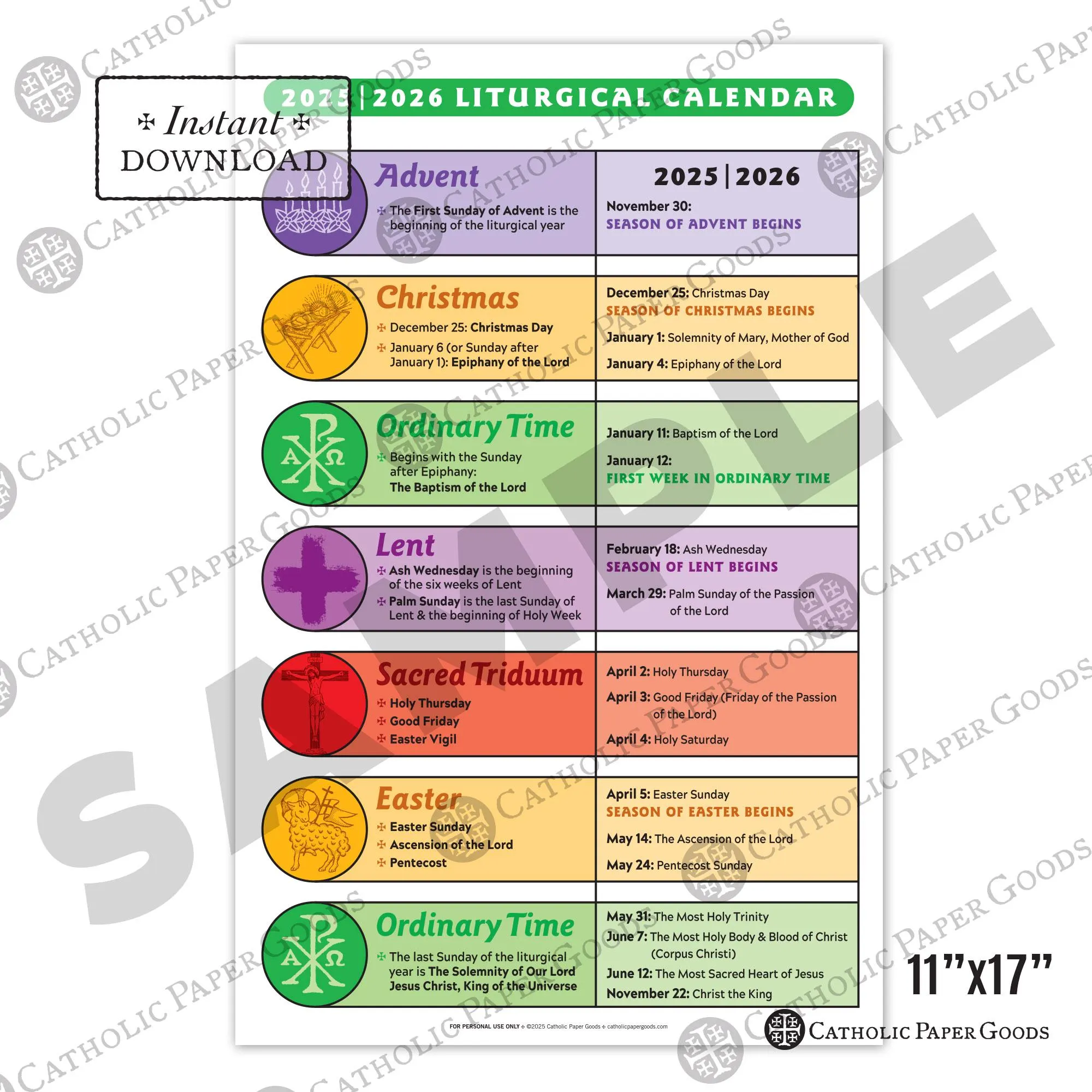 2024 25 Printable Catholic Liturgical