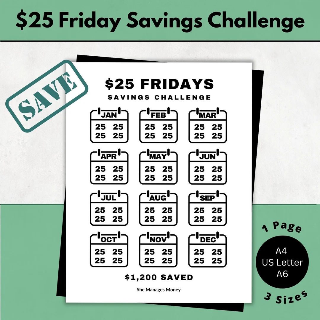 2026 Friday Savings Challenge Printable