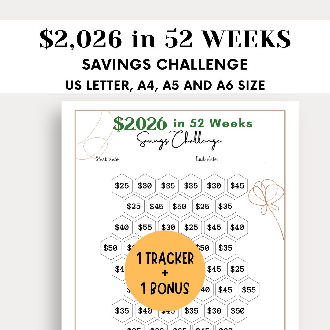 free printable savings challenge 2026 printable