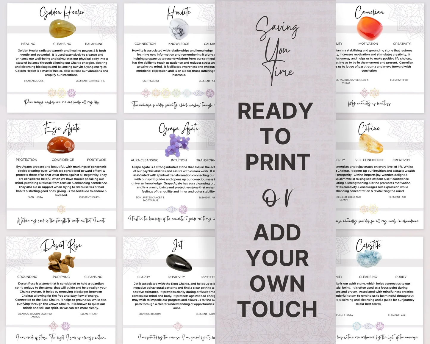 230 Printable Crystal Meaning Cards 230 Printable Crystal Meaning Cards